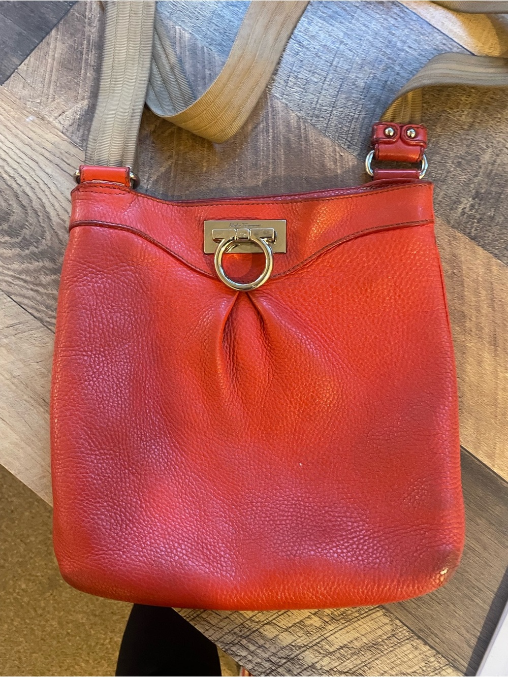 Salvatore Ferragamo Crossbody Red/Orange Leather Bag
